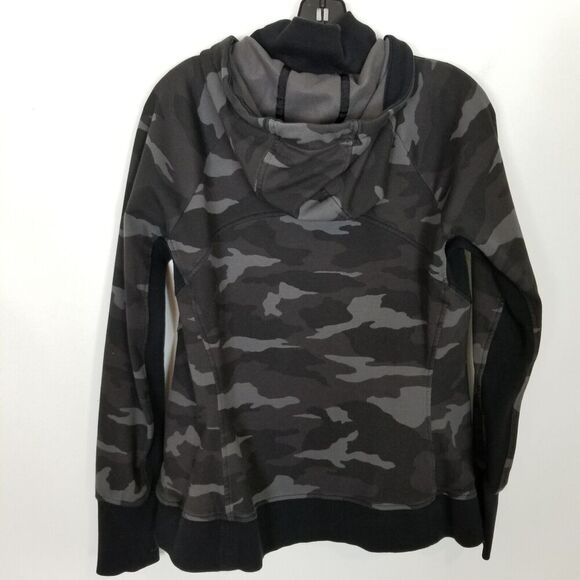 Athleta Women  Triumph Camo Printed Zip Up Hoodie Jacket Sz L Gray Athletic - Picture 4 of 8